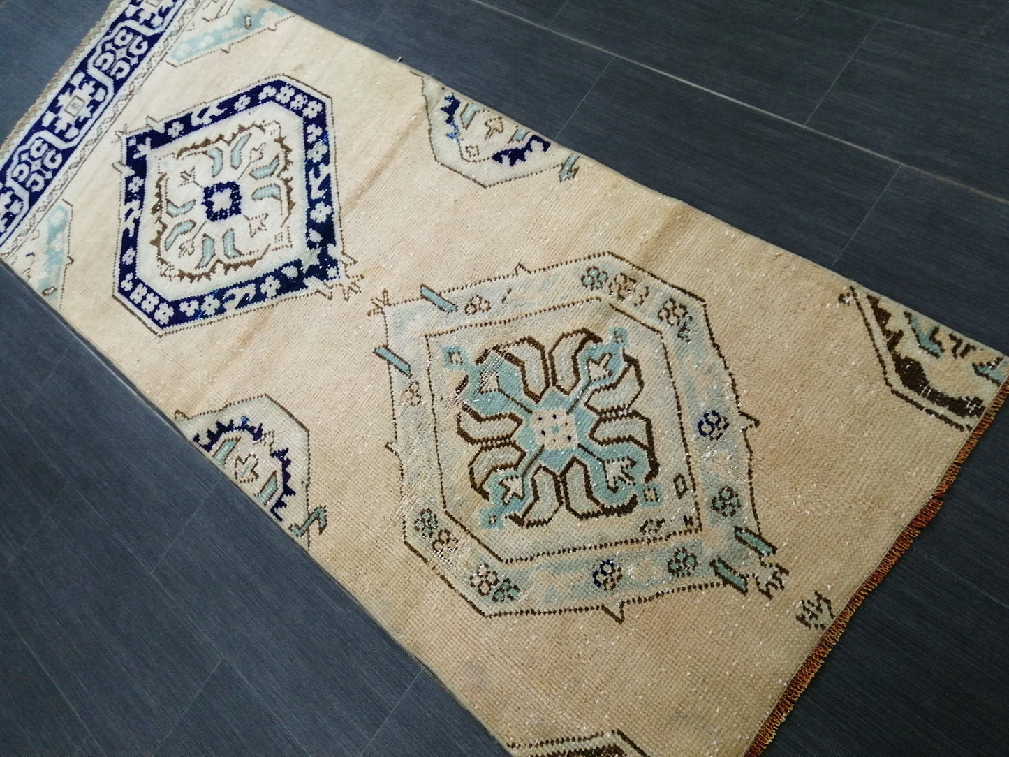 6.5 x 2.5 Short Oushak Runner Rug Turkish Runner Rug Vintage Runner Rug Hallway Runner Rug Kitchen Runner Rug Wool Runner Rug Wool Runner