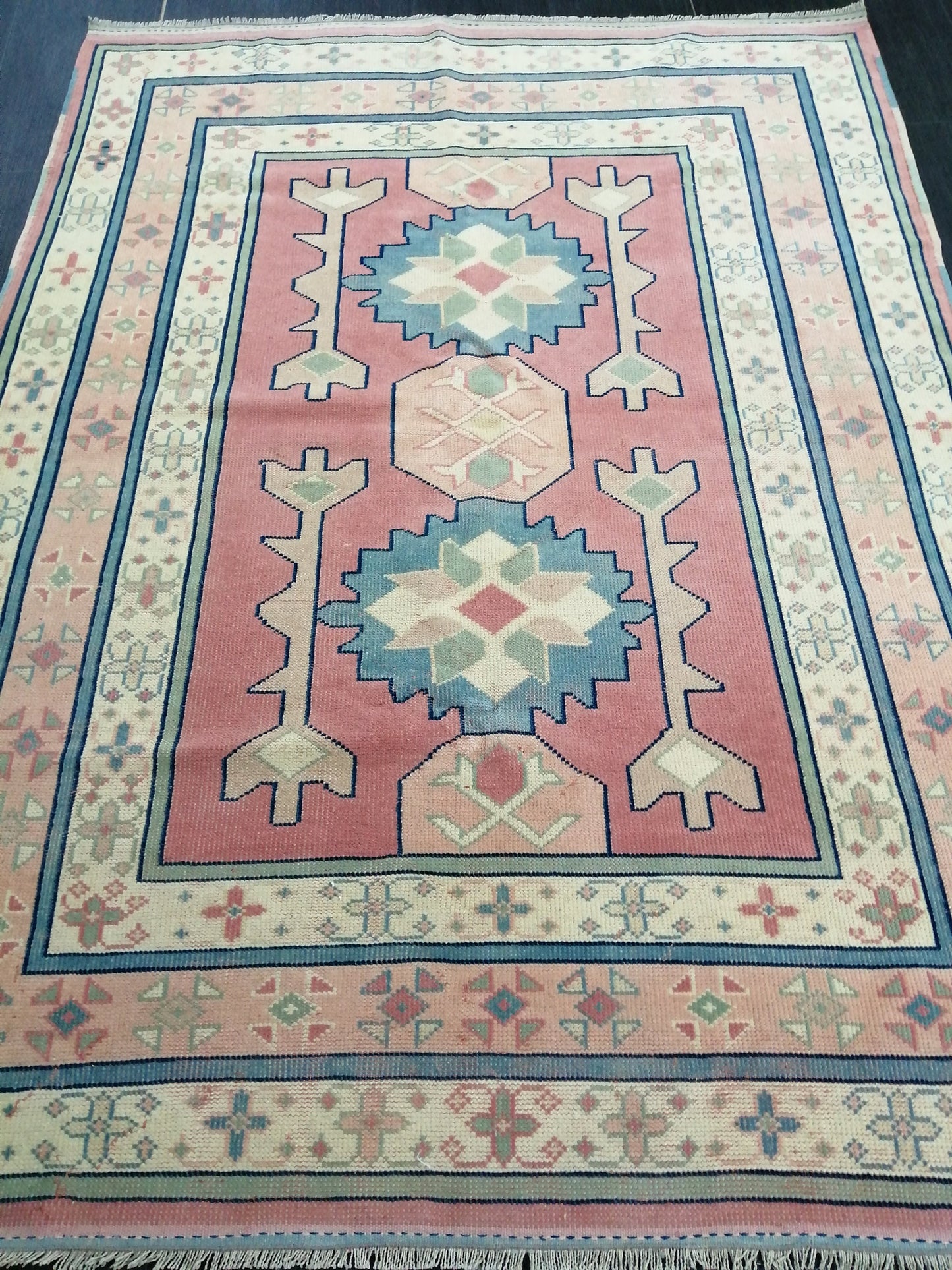 Pink OUSHAK RUG  6.2 x 4.3 Vintage Oushak Rug Vintage Rug Wool Oushak Rug Hand Made Rugs Vintage Turkish Rug
