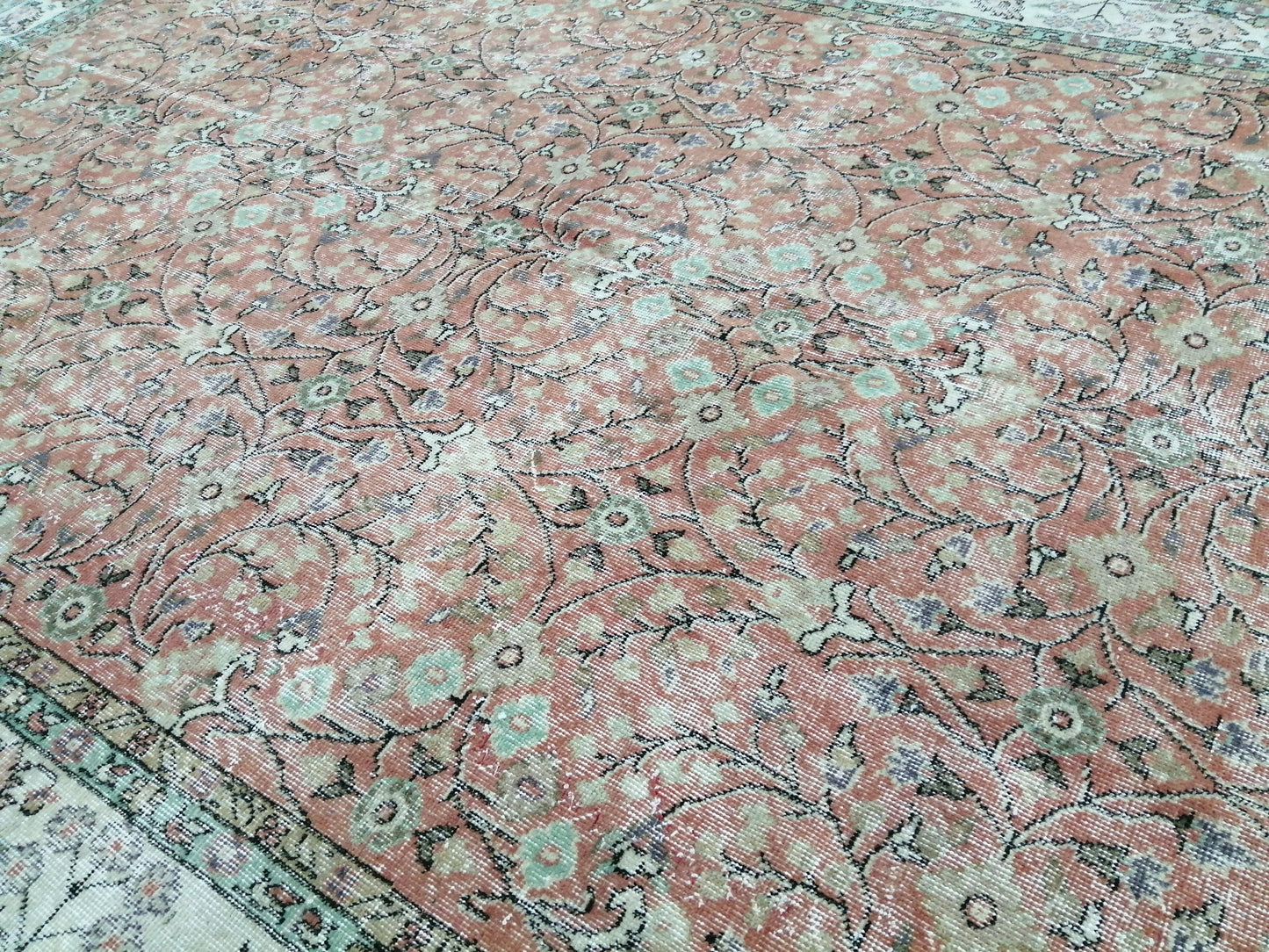 Vintage Rugs 7 x 10.4 TURKISH HAND MADE Rugs  Vintage Turkish Rugs Traditional Rug, Turkish Oushak Rug, Vintage Oushak Rug, Wool Rug