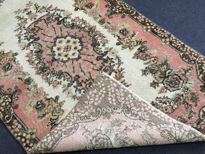 Vintage Pink Rug,4x7  Turkish Rugs Bohemian Rug, Wool Oushak Rug, Pink Oushak Rug,Hand woven Rug,Weaving Rug