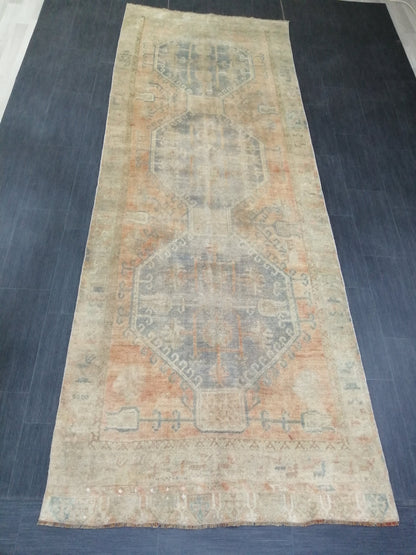 4.3 x 11.9 Faded Oushak Runner Rug Turkish Runner Rug Vintage Runner Rug Hallway Runner Rug Kitchen Runner Rug Wool Runner Rug Wool Oushak