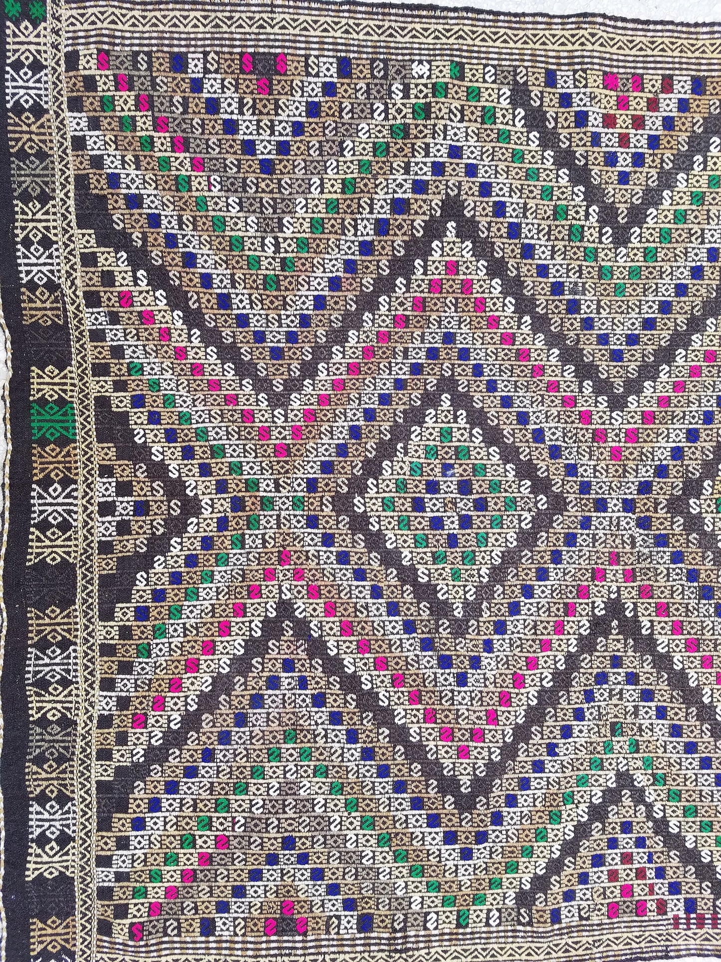 10'2x5'5 flatwoven with embroidery rug turkish hand made rugs vintage turkish rugs oushak rug vintage oushak rug,wool turkish wool kilim rug