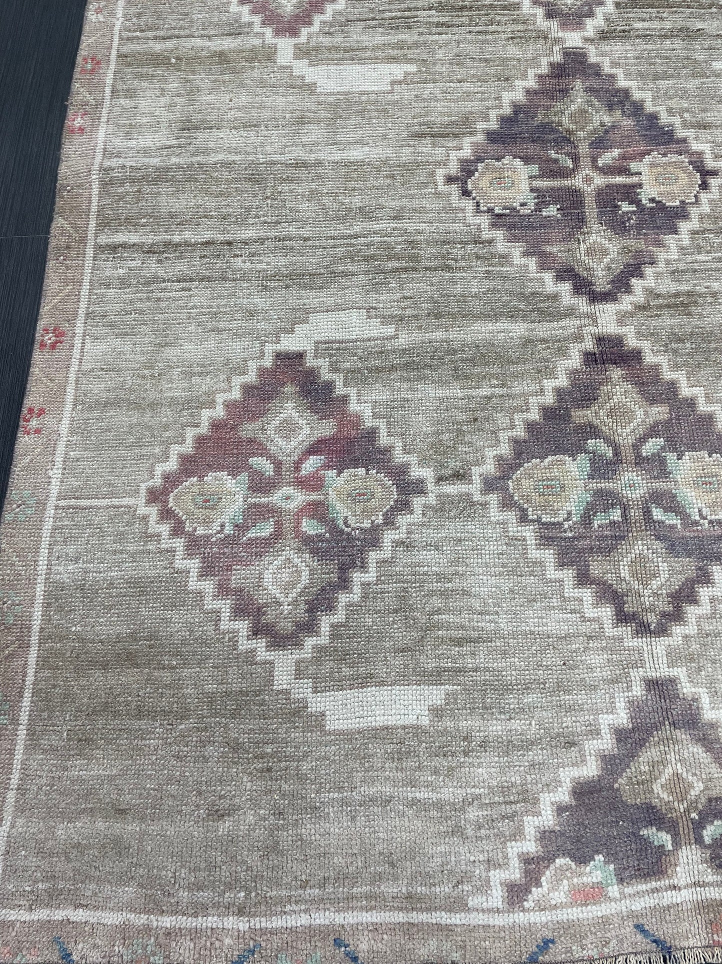 Hand Knotted Vintage Rug Muted Vintage 4.4 x 10.8 ft Rug Wool Oriental Rug Handmade Rug Vintage Oushak Turkish Rug Muted Persian Wool Rug
