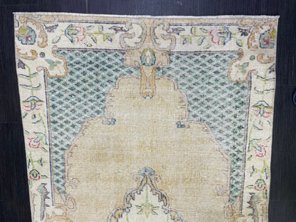 Persian Rug, Turkish 3.7 x 7 Rug, Vintage Rug, Hallway Rug, Kitchen Rug, Wool Rug, Oushak Rug, Handmade Rug, Hand Knotted Rugs