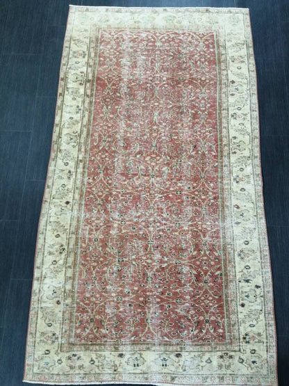 Knotted Rugs, 6.7 x 3.7 Hand Made Rug, WOOL Oushak Rug, Rustic Rug, BohO Rug, Rug Runner, Turkish Rug, Farmhouse Rug, Vintage Rug, Wool rug