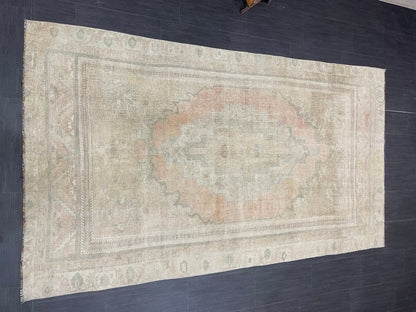 MUTED Vintage RUG 5x9 TURKISH Oushak Rug Vintage Hand Knotted Rug Antique Persian Hand Made Rugs Turkish Rug Handmade Wool Rug