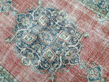 Vintage rug, Persian  Rug, Antique 7 x 10. 3ft. Rug, turkish Rug, Pink Oushak  rug, Ethnic Rug, Traditional Rug, wool Rug,Handmade Rug
