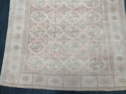 VINTAGE RUG 9 x 6.2 soft Pink Oushak Rug Vintage Light Pink Rug  Hand Knotted Rug Wool Oushak Rug Hand Made Rugs Vintage Turkish Rug