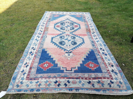 Oushak turkish rug, vintage rug, vintage oushak rug, unique hand made rug, kitchen rug bohemian rug traditional turkish decor 8'x4'2" feet