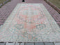 Large vıntage green rug, dıstressed oushak rug 9'5x5'9 turkish area rug