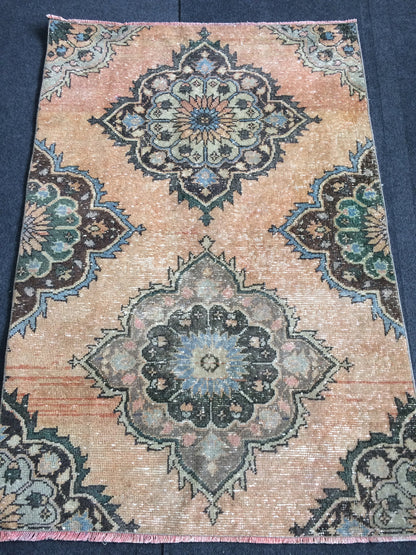 Mini Rug Small Area Rug Turkish Rug Oushak Rug Hand Made Rug Vintage Rug