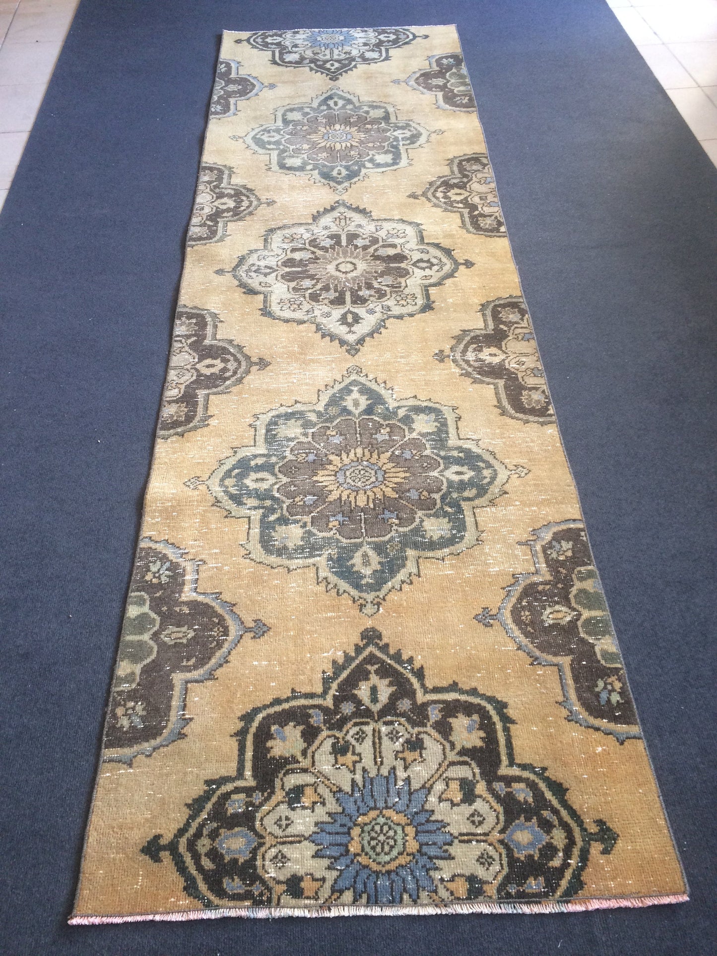 9.7 X 2.9 Oushak Runner Rug Turkish Runner Rug Vintage Runner Rug Hallway Runner Rug Kitchen Runner Rug Wool Runner Rug Wool Oushak Rug