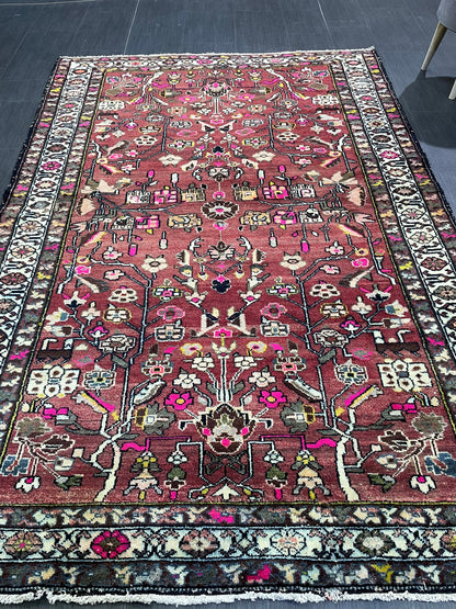 Persian RUG, Fine Hand Knotted 4.6 x 6.9 Rug, Turkish Vintage Oriental Rug, Vintage Rug, Fine Knotted Antique Rug, Wool Living room Rug,