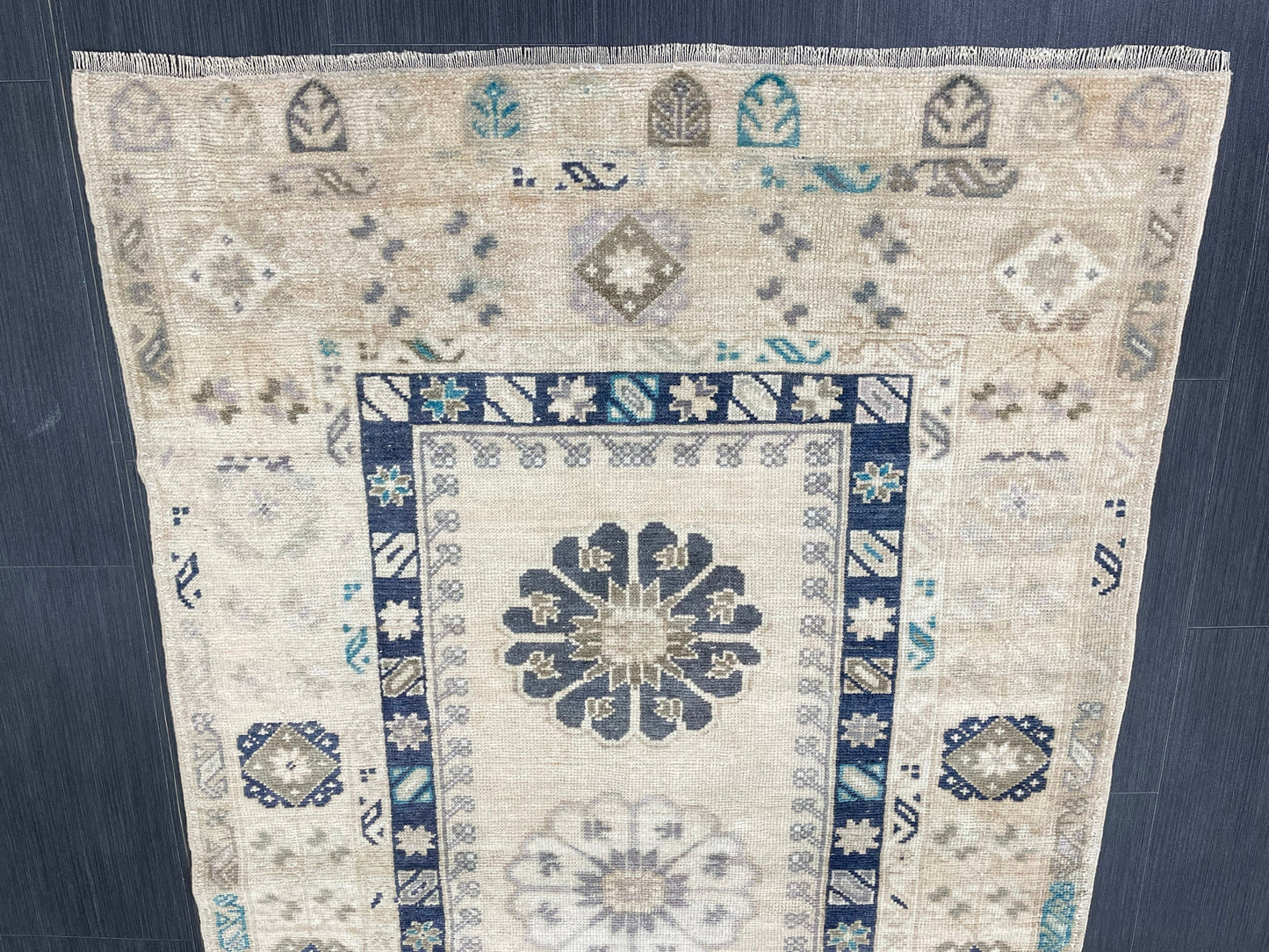 Vintage Handmade Rug Muted  3.6 x 6.3 Vintage Rug Wool Oushak Rug Hand Made Rugs Vintage Turkish Rug Living Room Rug