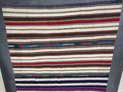 7.5 x 15.4  Vintage Flat woven Rug, Turkish Rug Handmade Flatweave Carpet , Stripped Flatweaving, Rustic Rug, Farmhouse Rug, Oushak Rug