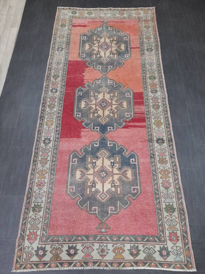 Muted Vintage Runner Rug 4.8 x 11 Oriental Runner Rug muted Turkish Runner Rug Hallway Runner Rug Kitchen Runner Rug Wool Runner Rug