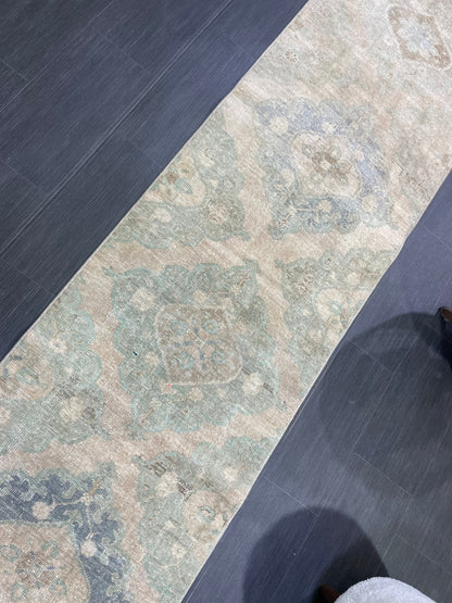 Muted Vintage Runner Rug, Handmade 2.6 x 12.8 Runner Rug, Turkish Runner Rug, Hallway Runner Rug, Persian Kitchen Runner Hand Knotted Runner