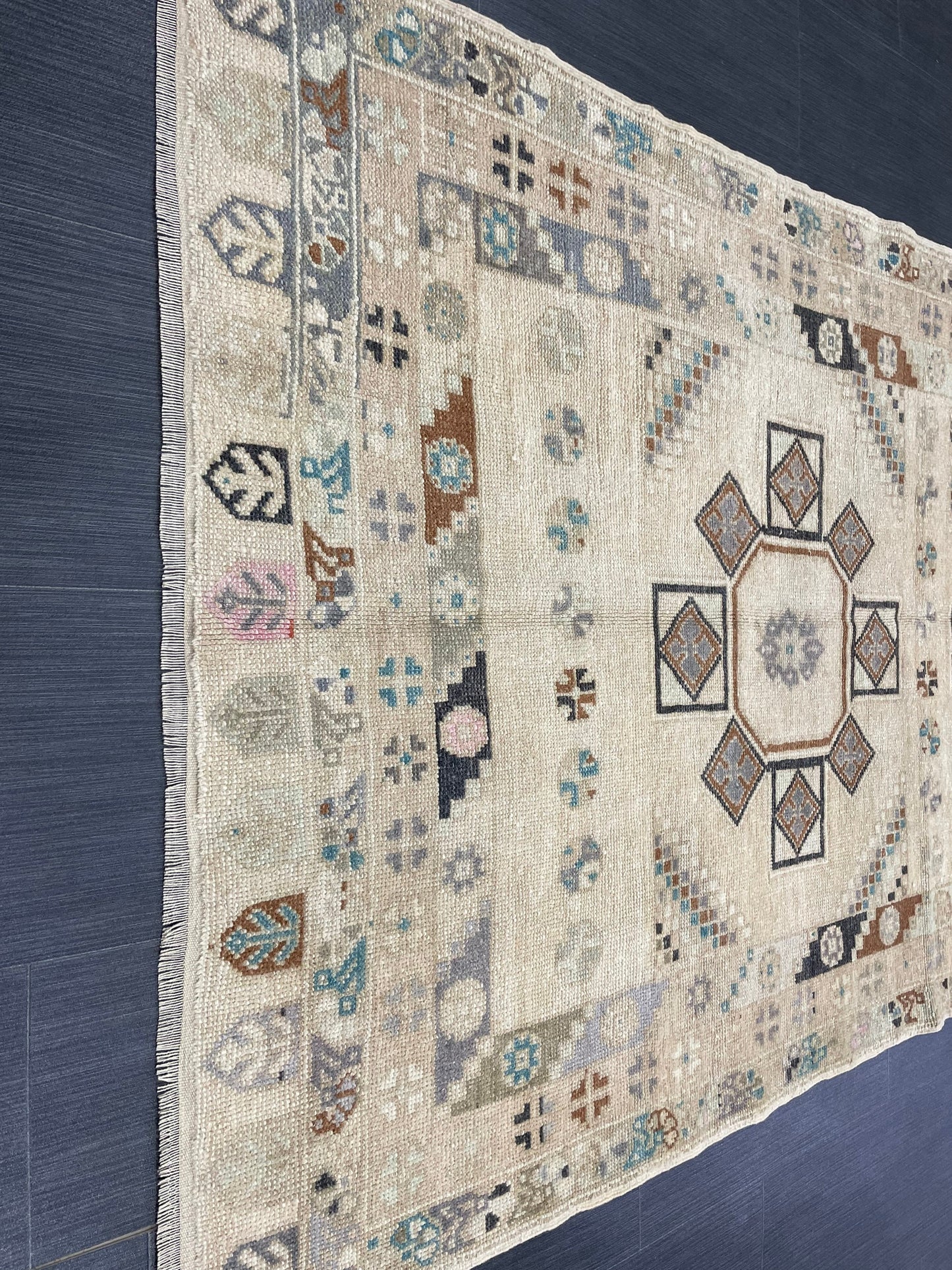 Muted Handmade Rug Muted  3.6 x 6.8 Vintage Rug Wool Oushak Rug Hand Made Rugs Vintage Turkish Rug Living Room Rug