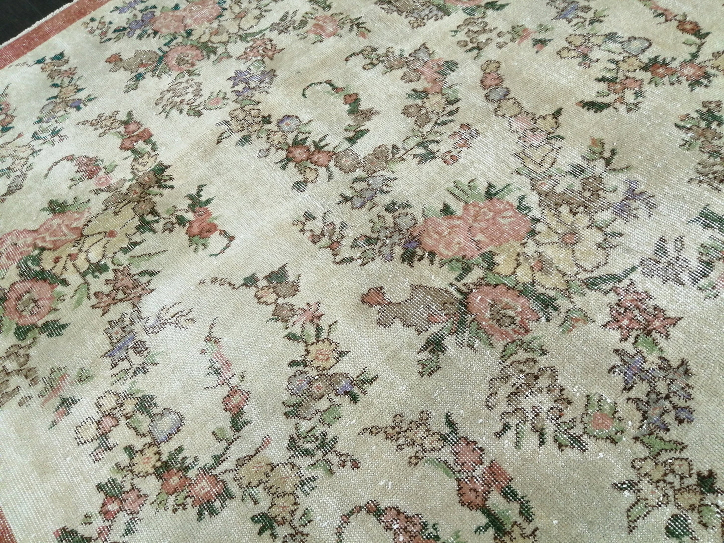 9.7x5.7 Floral Oushak Runner Rug Turkish Runner Rug Vintage Runner Rug Hallway Runner Rug Kitchen Runner Rug Wool Runner Rug Wool Oushak Rug