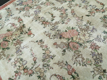9.7x5.7 Floral Oushak Runner Rug Turkish Runner Rug Vintage Runner Rug Hallway Runner Rug Kitchen Runner Rug Wool Runner Rug Wool Oushak Rug