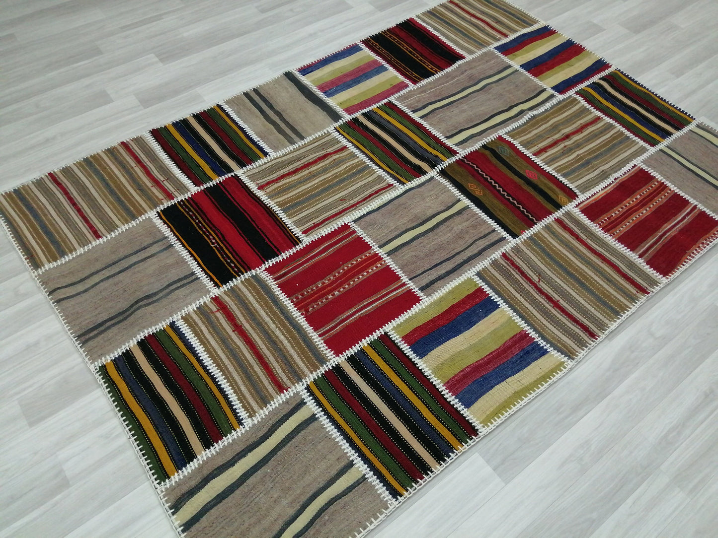 Hand Made Patchwork  Rug, Oushak Rug, Rustic Rug, Bohemian Rug, Rug Runner, Turkish Rug, Farmhouse Rug, Vintage Rug, Wool rug