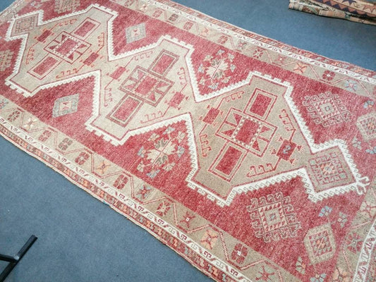 Oushak runner wool rug, long turkish runner 5'5x11'5 vintage handmade runner,hallway runner