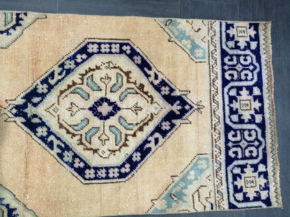 6.5 x 2.5 Short Oushak Runner Rug Turkish Runner Rug Vintage Runner Rug Hallway Runner Rug Kitchen Runner Rug Wool Runner Rug Wool Runner