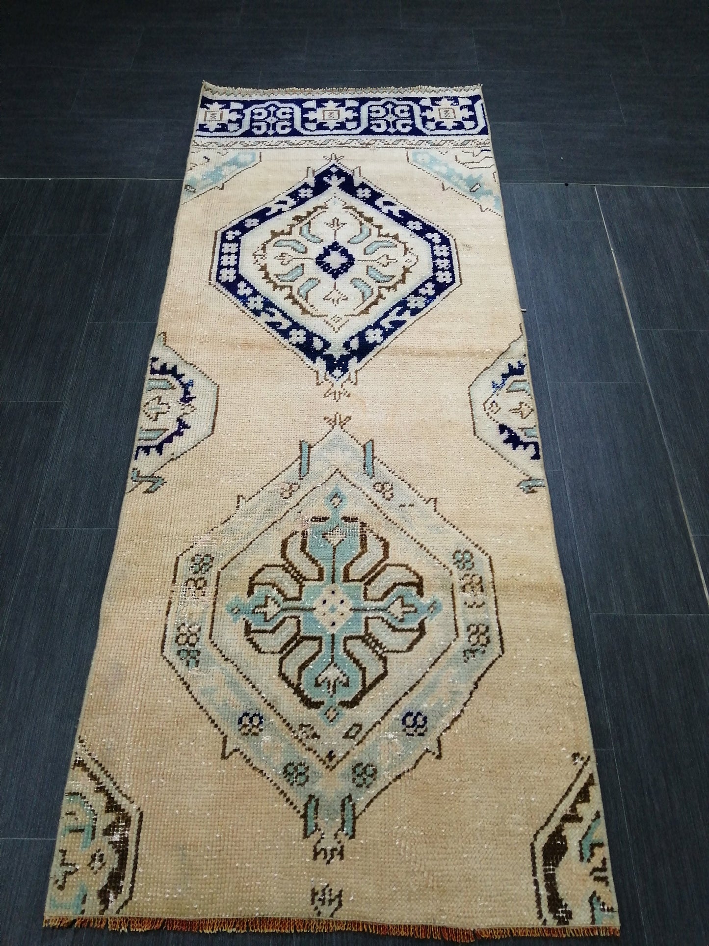 6.5 x 2.5 Short Oushak Runner Rug Turkish Runner Rug Vintage Runner Rug Hallway Runner Rug Kitchen Runner Rug Wool Runner Rug Wool Runner