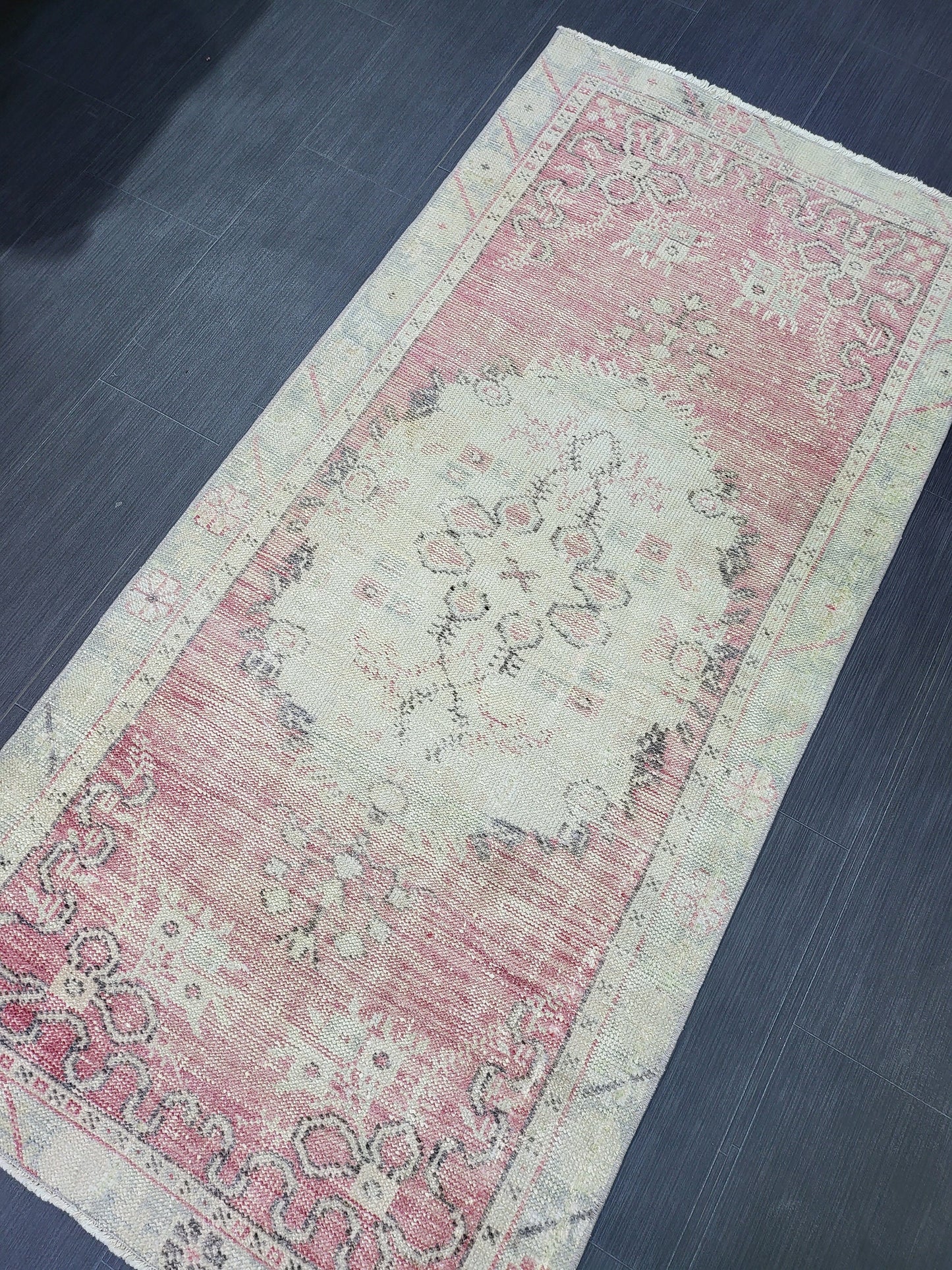 Distressed Wool Handmade Rug Vintage Oushak Rug, 2.8 x 5.9 Oriental Rug, Rug Vintage Turkish Rug, Farmhouse Rug Vintage Rug Living room Rug