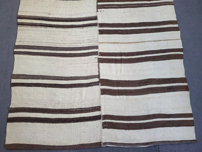 Neutral Vintage Rug Stripe  4.9 x 9.2 Wool Rug Muted Vintage Flat woven Rug Neutral Flatweave Carpet Stripped Rug Handmade Rug Turkish Kilim