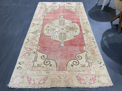 Handmade Rug, Antique Rug, Vintage 2.8 x 5 Rug, Turkish Wool Rug, Oushak Rug, Hand Knotted Rug, Persian Rug,