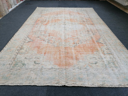 4x9 feet vintage rug,handmade kitchen area rug, antique rug, turkish bedroom rug, oushak rug