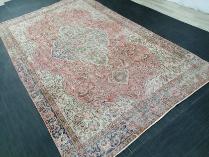 6x10 Vintage OUSHAK RUG TURKISH Rug Vintage Oushak Runner Rug 6 x 10 Vintage Runner Rug Wool Oriental Rug Hand Made Rugs Muted Oriental rug