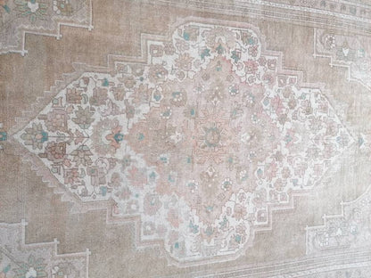 7x12'3 large oushak rug, pastel living room hand made rugs vintage turkish wool rug