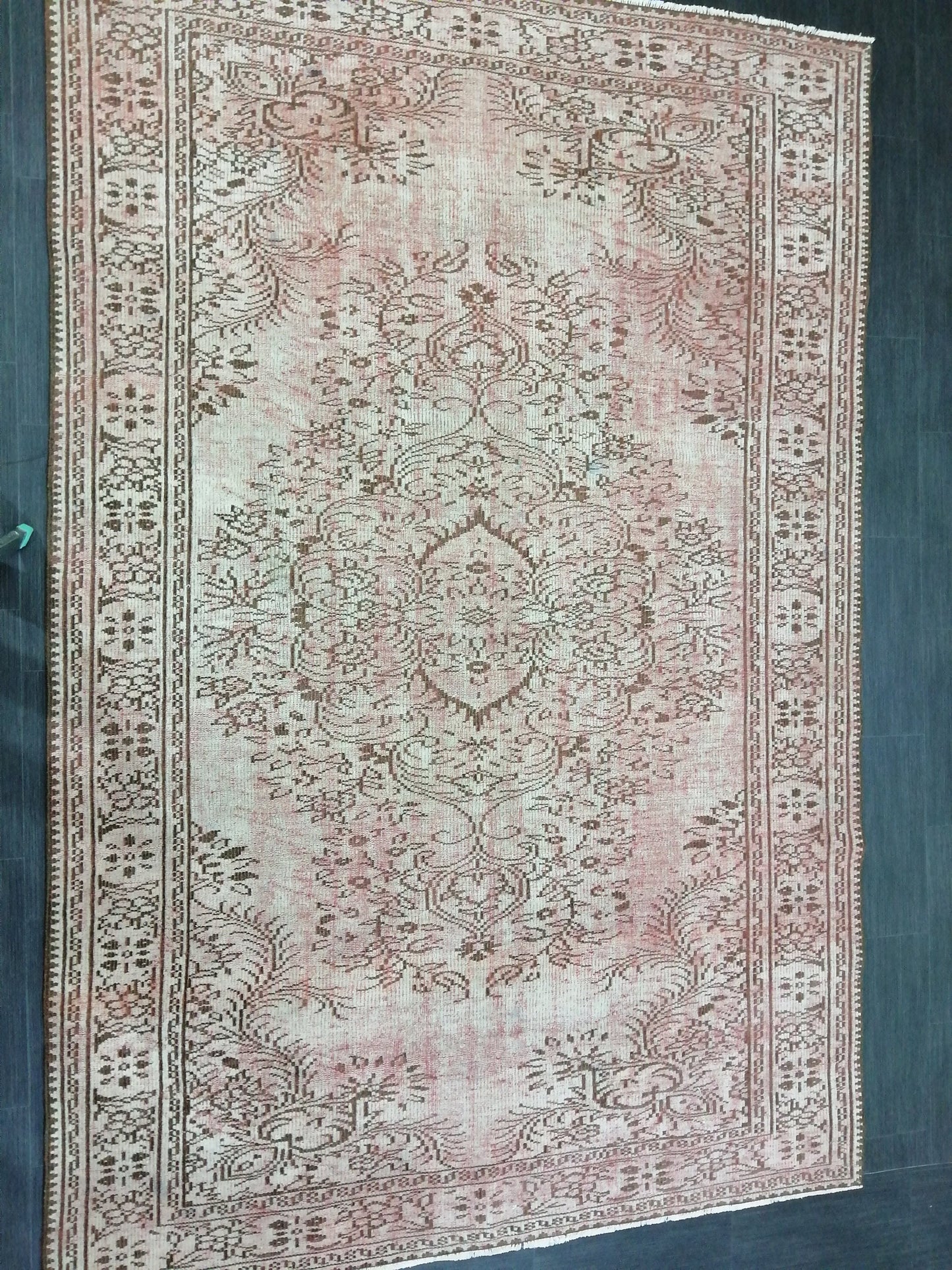 9.3 x 6.2 Large Rugs, Hand Made Rug, Oushak Rug, Rustic Rug, Light Green Rug, 9x6 Rug, Turkish Rug, Farmhouse Rug, Vintage Rug, Wool rug