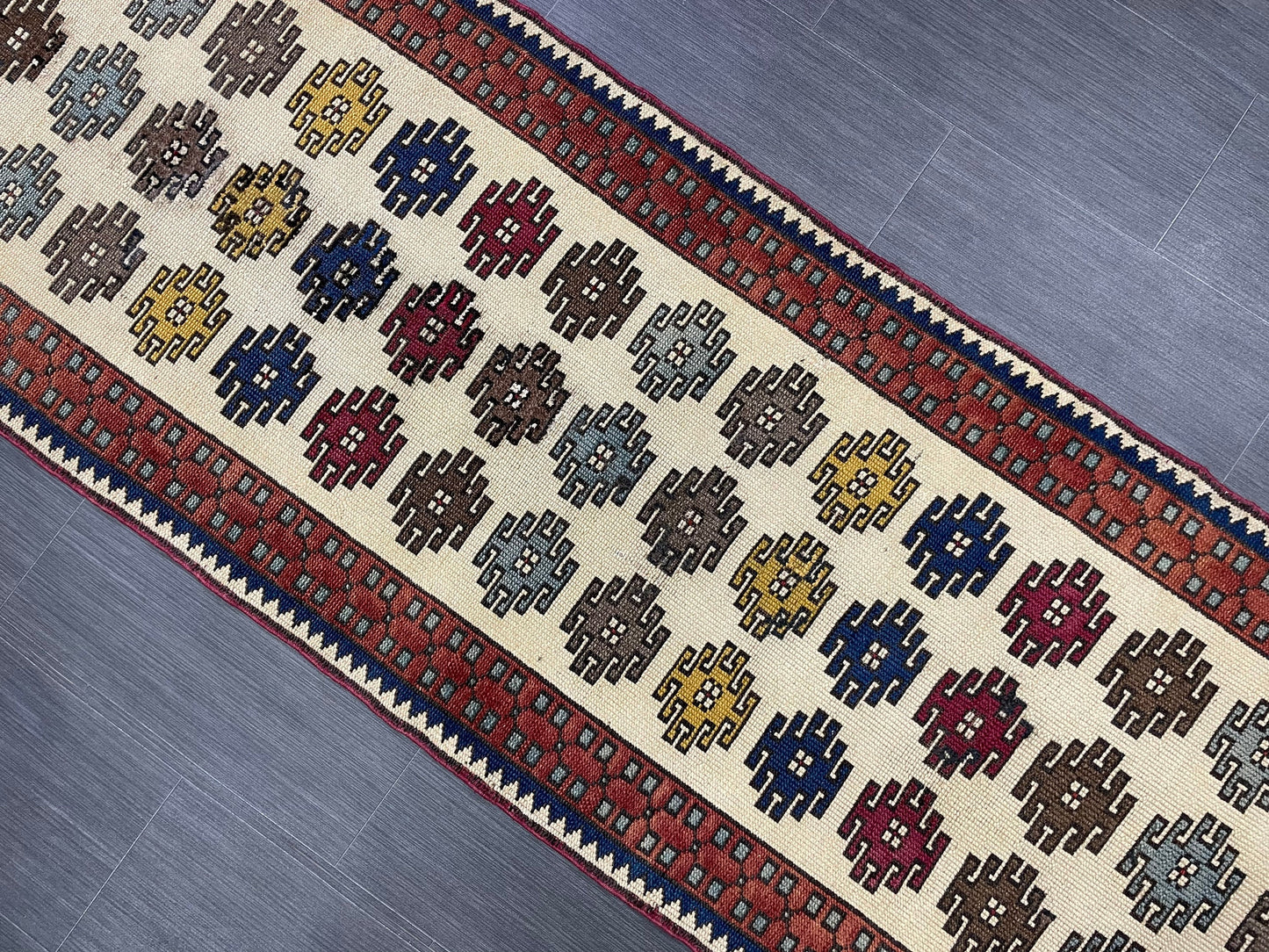 Vintage Runner Rug 2.6 x 11.5, Turkish Runner Rug, Handmade Runner Rug,Hallway Runner Kitchen Runner Rug Wool Runner Rug Oriental Runner Rug