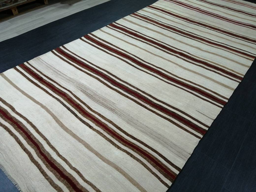 5.4 x 13 Flat Woven RUG TURKISH Rug Vintage Flat woven Runner Rug Vintage Runner Rug Wool Hand Made Rugs Muted Oriental rug