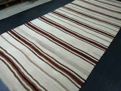 5.4 x 13 Flat Woven RUG TURKISH Rug Vintage Flat woven Runner Rug Vintage Runner Rug Wool Hand Made Rugs Muted Oriental rug