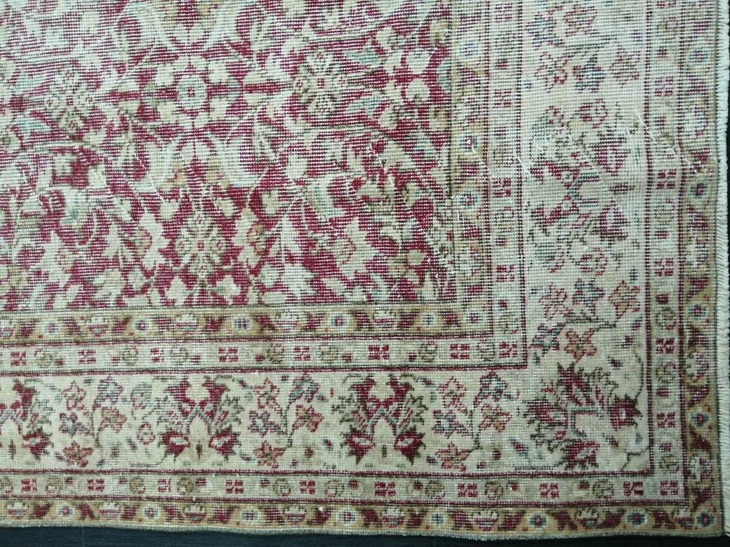 Vintage Turkish Rug 6.6 x 10. 3 Muted Oushak Rug Muted Vintage  Rug Wool Oushak Rug Hand Made Rugs Vintage 7x10 Turkish Rug