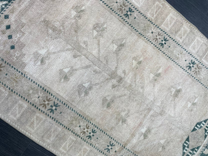 Muted Vintage Rug, TURKISH Rug, Vintage 3 x 5.2 Wool Rug, Oushak Rug, Hand Knotted Rug, 100% Wool Rug, Handmade Rug