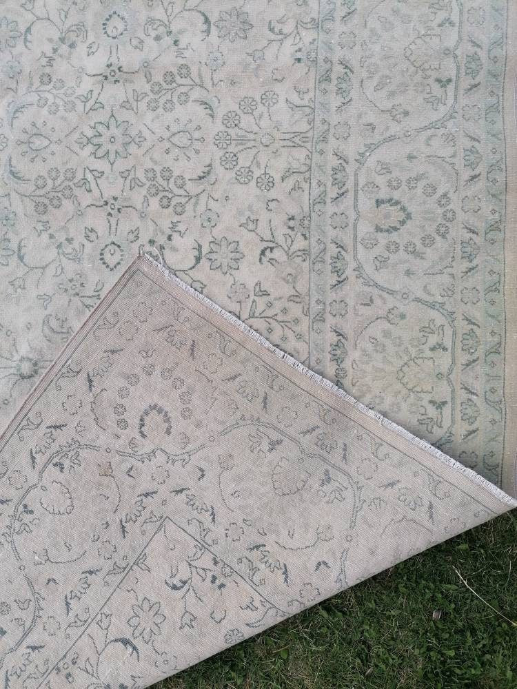 6'6x9'6 large morracon wool rug, oushak hand made rug,muted bohemian rug, living room rug