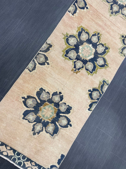 Hand Knotted Runner 2.4 x 10.5 Vintage Runner Rug Hallway Runner Rug Kitchen Runner Rug Wool Runner Rug Wool Turkish Runner Rug