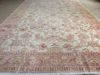 Vintage living room rug, wool pile RUGS, Pastel oushak rug , Turkish Oushak Rug, Vintage Rug, 8.3 x 5.3 Rug, Vintage Oushak Rug, 5x8 Rugs