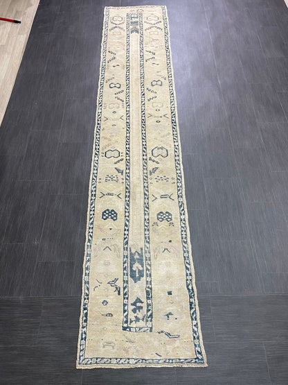 Muted Vintage Runner Rug 2.4 x 11.6 Muted Turkish Runner Rug Hand Made Runner Rug Vintage Runner Rug Hallway Runner Rug Kitchen Runner