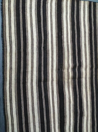 6 x 14 Neutral Oriental Flat woven Rug, No Dye Flatweave Carpet , Stripped Flatweaving, Rustic Rug, Farmhouse Rug, Dark Oushak 6x14 rug