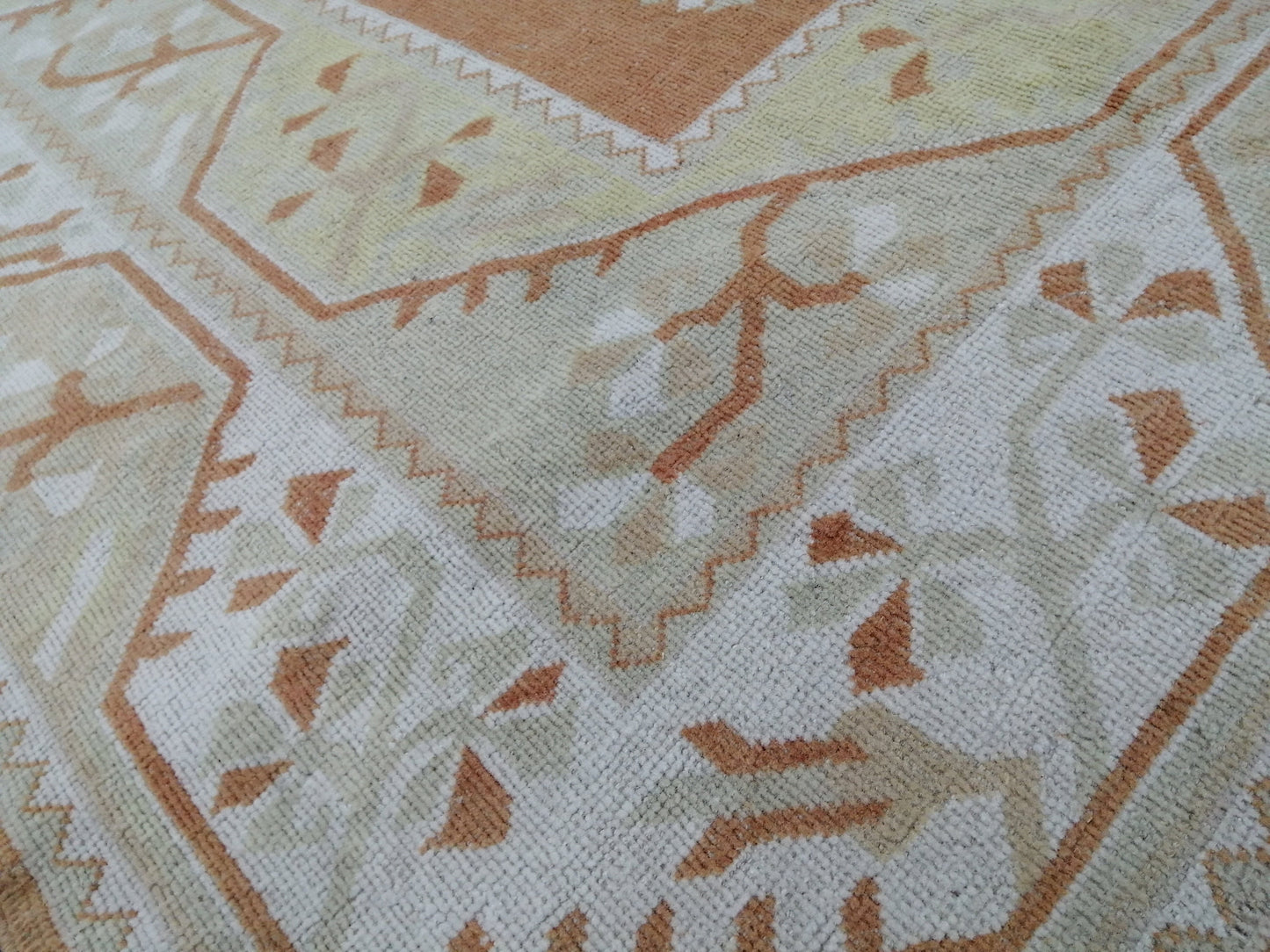 Muted OUSHAK RUG 7.7 x 5 TURKISH Oushak Rug Vintage Oushak Runner Rug 5x8  Vintage Runner Rug Wool Neutral Rug Hand Made Rugs Vintage  Rug