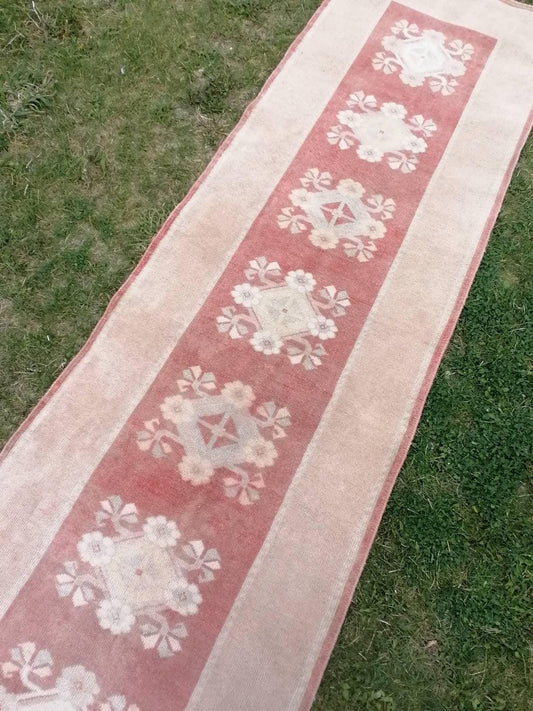 Hallway wool runner 2'5x8'9 turkish runner rug, vintage handmade runner rug, kitchen runner