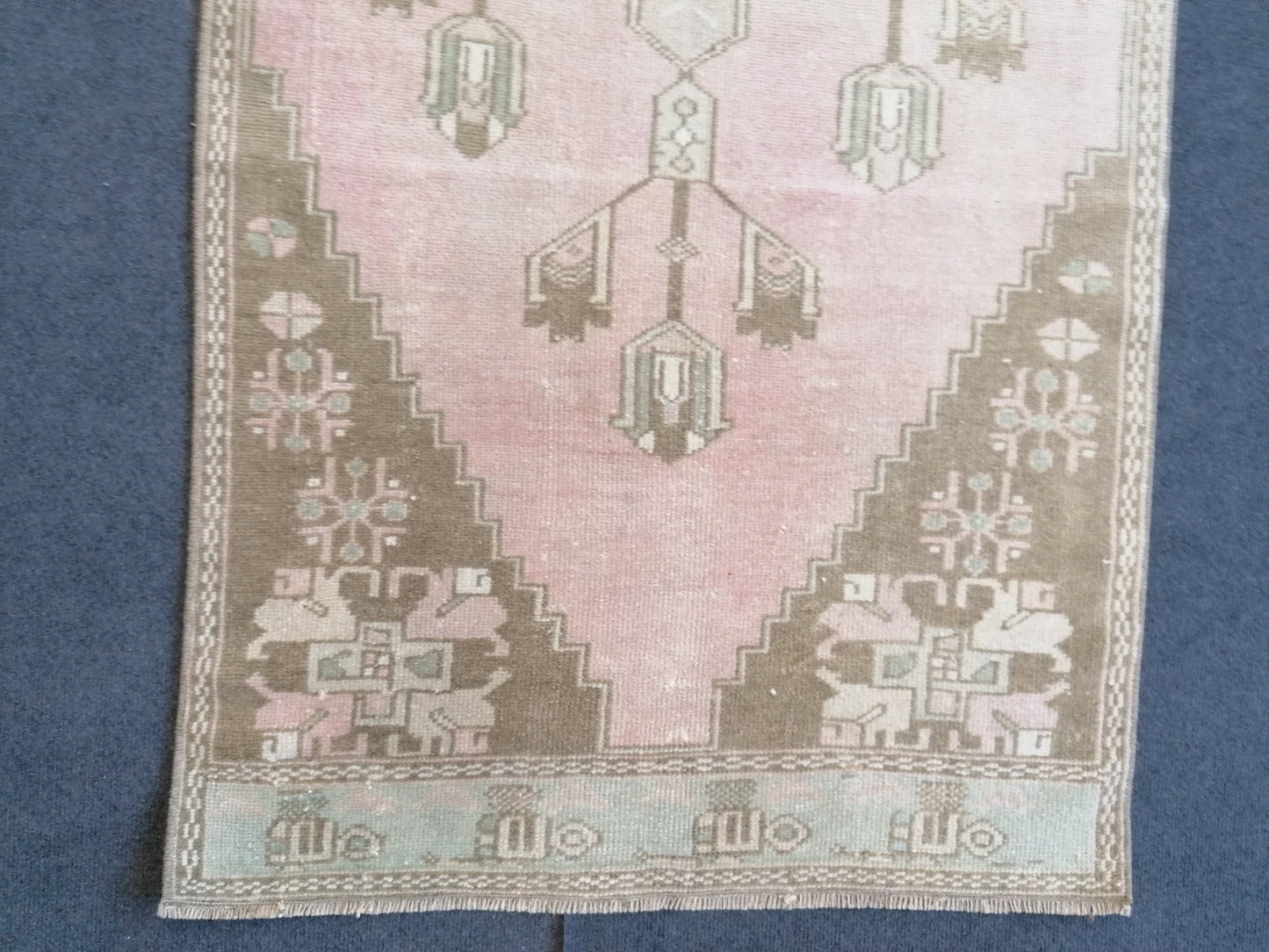 Vintage turkish runner rug, oushak vintage runner rug, wool vintage rug, hand made rug, kitchen rug, vintage anatolian rug 7'7x2'8 feet