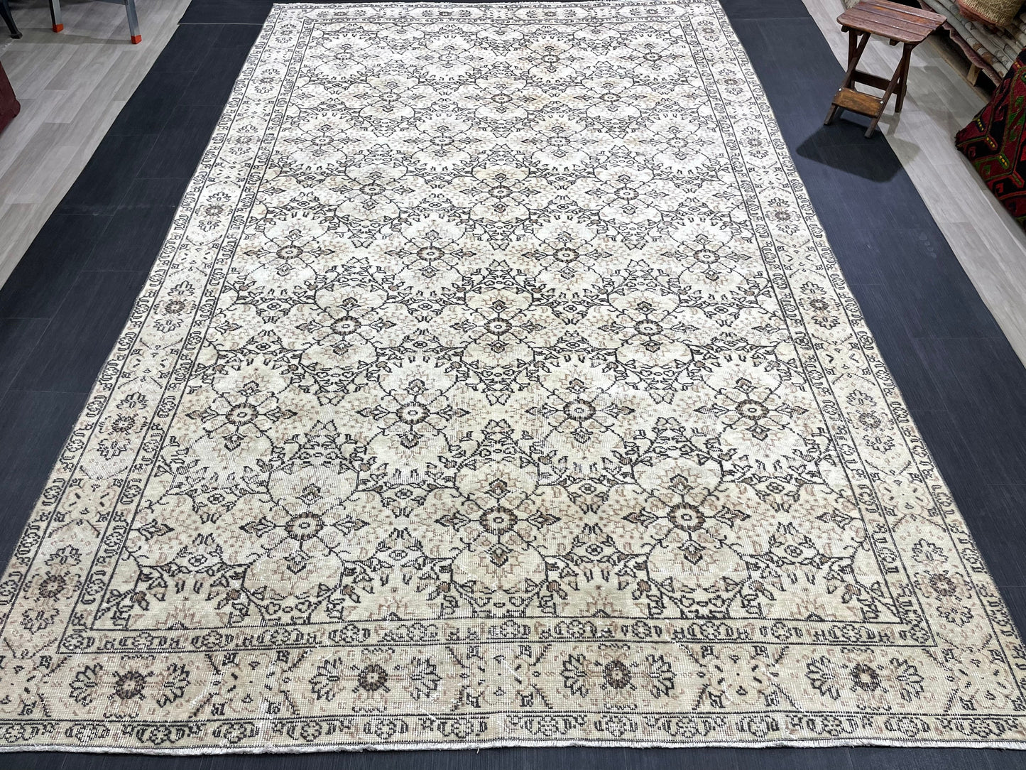Muted Persian RUG 6.9 x 11 Turkish Rug Natural Rug Antique Rug Vintage Rug Wool Muted Oriental Rug Handmade Rug Hand Knotted Rug 7x11 rug