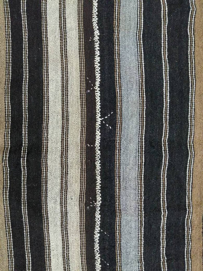6 x 14 Neutral Oriental Flat woven Rug, No Dye Flatweave Carpet , Stripped Flatweaving, Rustic Rug, Farmhouse Rug, Dark Oushak 6x14 rug